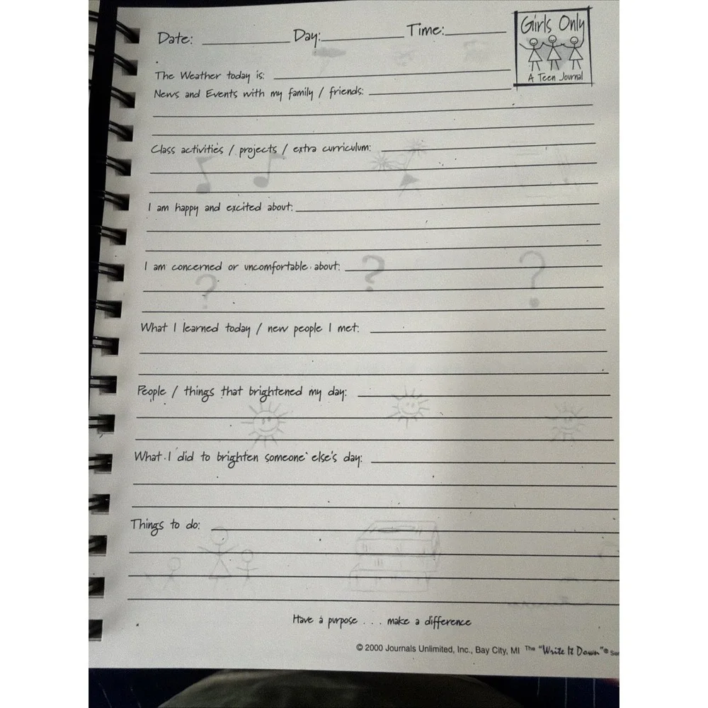 Girls Only A Teen Journal. Write It Down - Memories 2000
